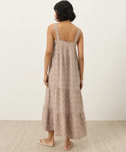 Organic Coastal Double Gauze Strappy Tiered Maxi Dress
