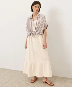 Organic Coastal Double Gauze Strappy Tiered Maxi Dress