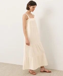 Organic Coastal Double Gauze Strappy Tiered Maxi Dress