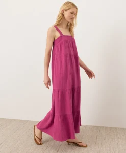 Organic Coastal Double Gauze Strappy Tiered Maxi Dress