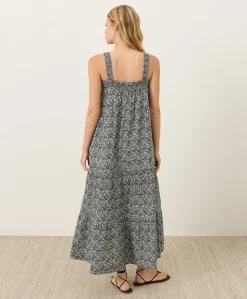 Organic Coastal Double Gauze Strappy Tiered Maxi Dress
