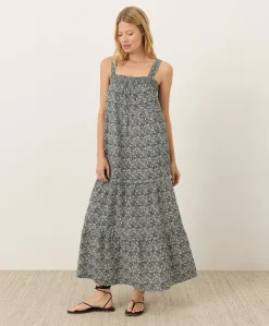 Organic Coastal Double Gauze Strappy Tiered Maxi Dress