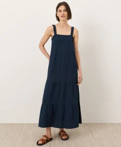 Organic Coastal Double Gauze Strappy Tiered Maxi Dress