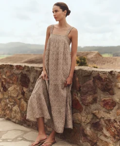Organic Coastal Double Gauze Strappy Tiered Maxi Dress