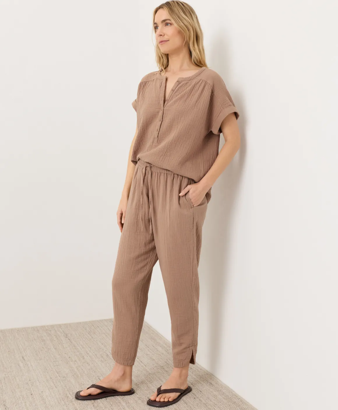 Organic Coastal Double Gauze Tapered Pull-On Pant
