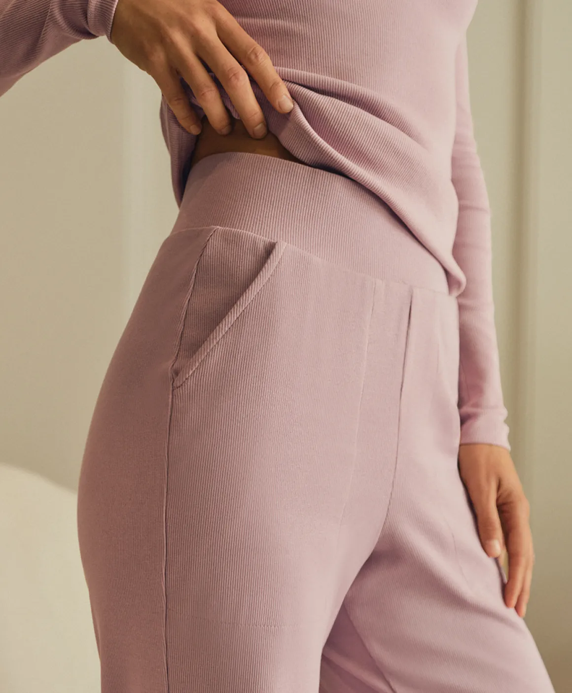 Organic Easy Rib Wide Leg Lounge Pant
