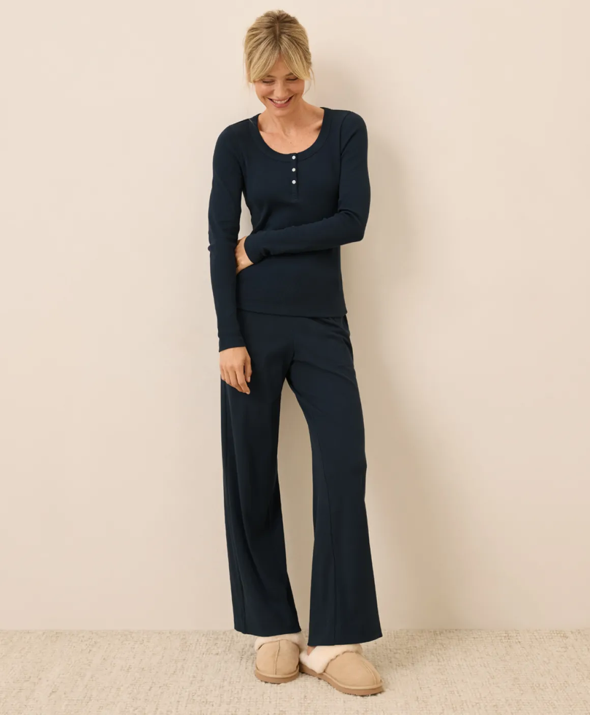 Organic Easy Rib Wide Leg Lounge Pant