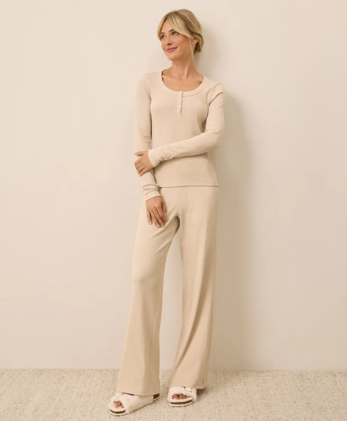 Organic Easy Rib Wide Leg Lounge Pant