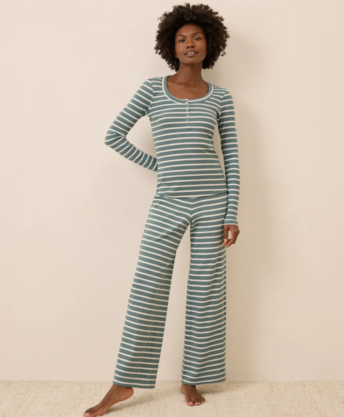 Organic Easy Rib Wide Leg Lounge Pant