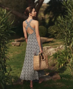 Organic Fit & Flare Open Back Maxi Dress