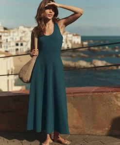Organic Fit & Flare Open Back Maxi Dress
