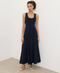 Organic Fit & Flare Open Back Maxi Dress