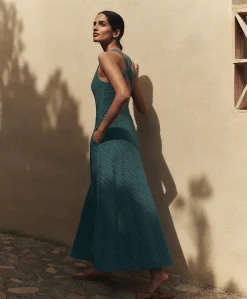 Organic Fit & Flare Open Back Maxi Dress