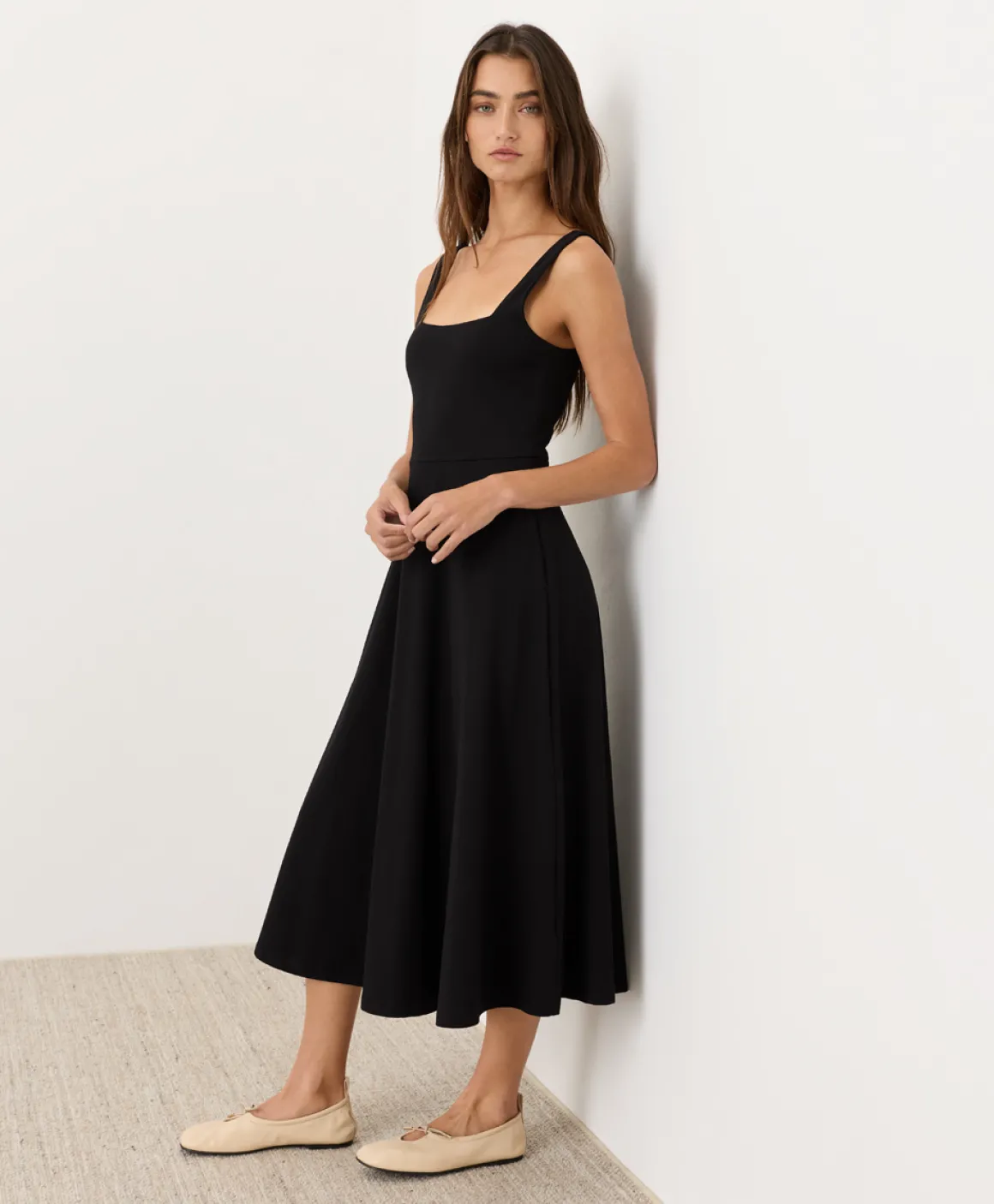 Organic Fit & Flare Square Neck Dress