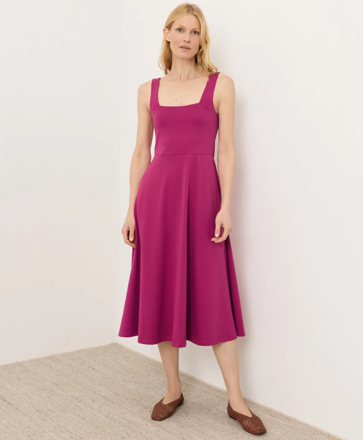 Organic Fit & Flare Square Neck Dress