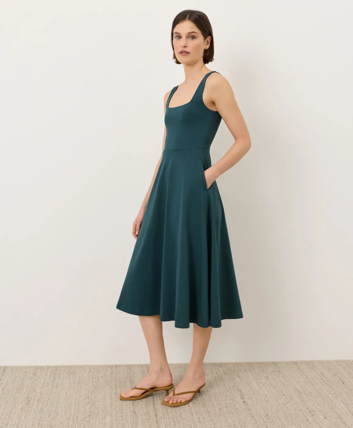Organic Fit & Flare Square Neck Dress