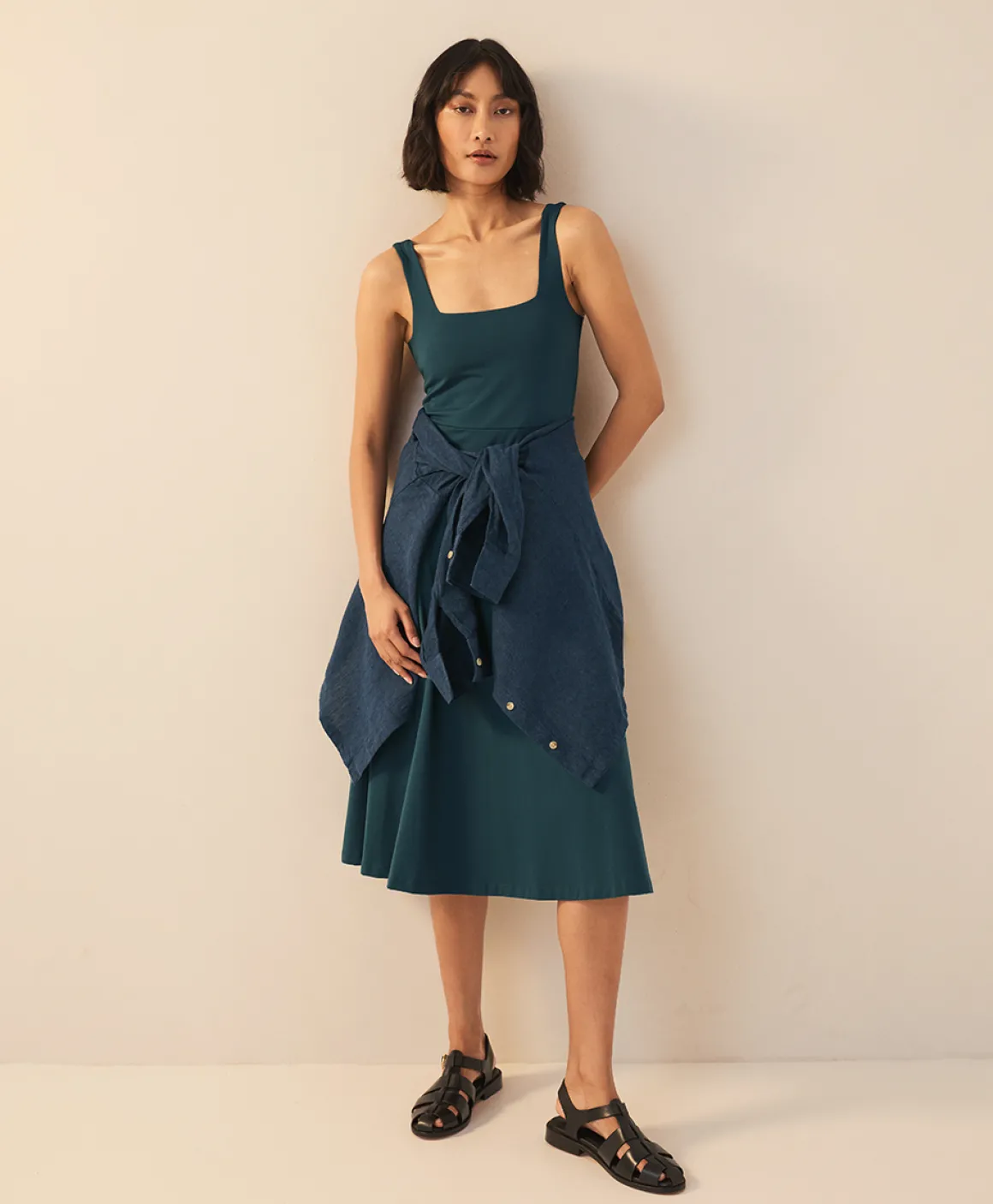 Organic Fit & Flare Square Neck Dress