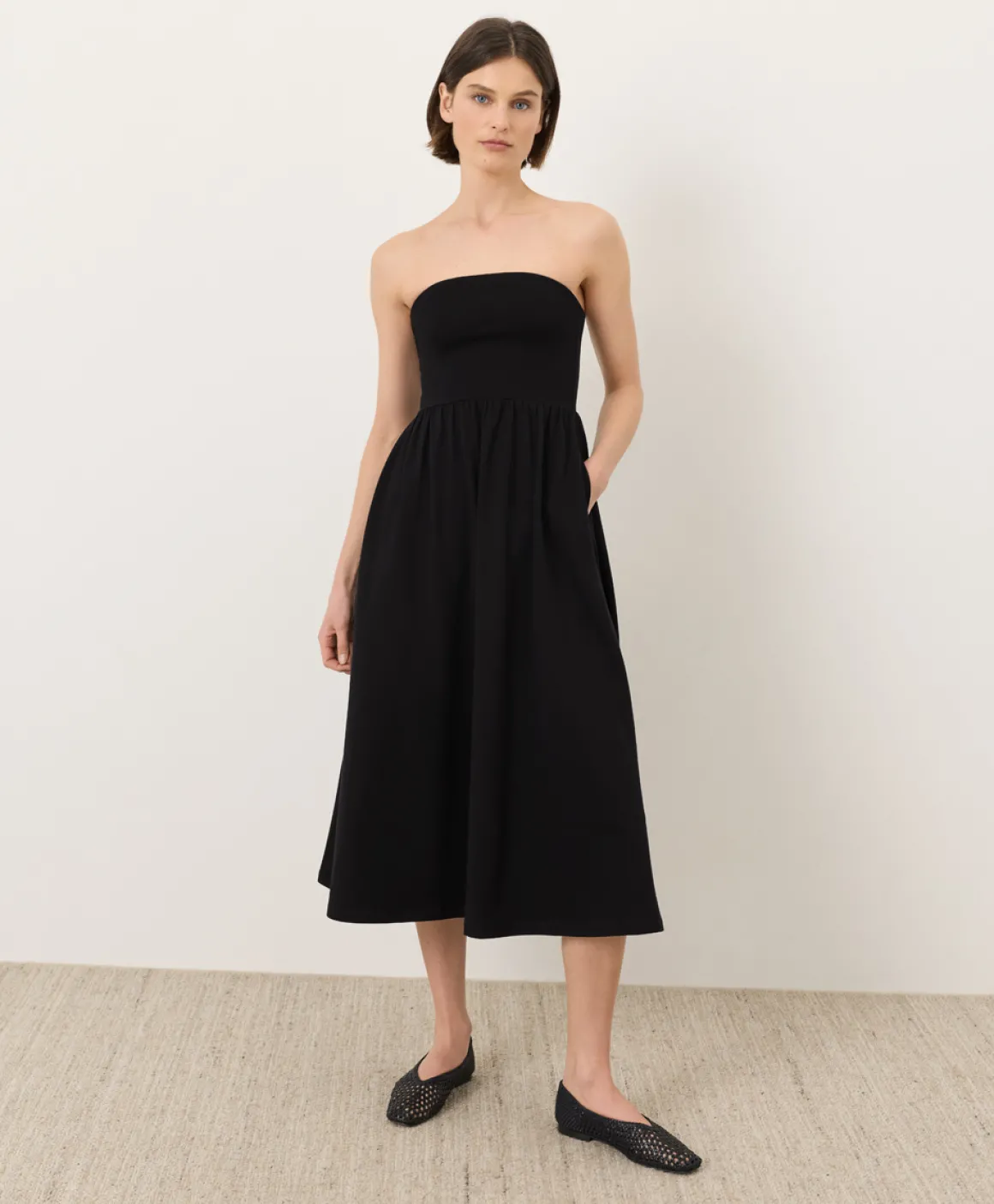Organic Fit & Flare Strapless Dress