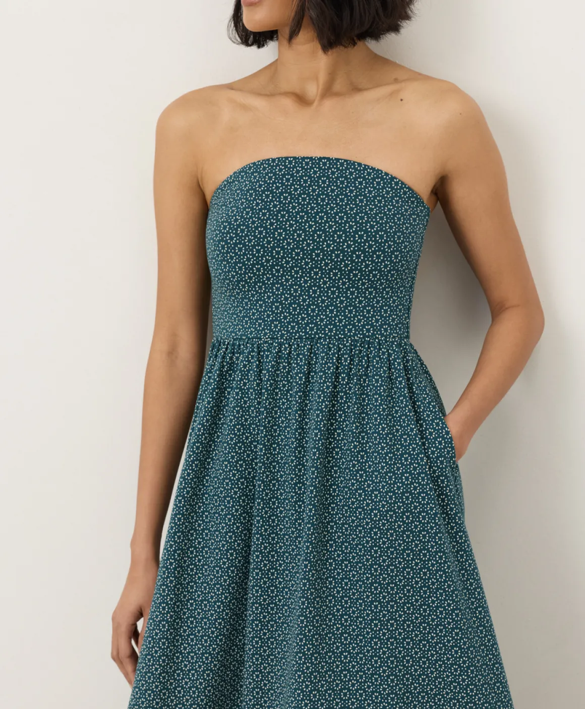 Organic Fit & Flare Strapless Dress