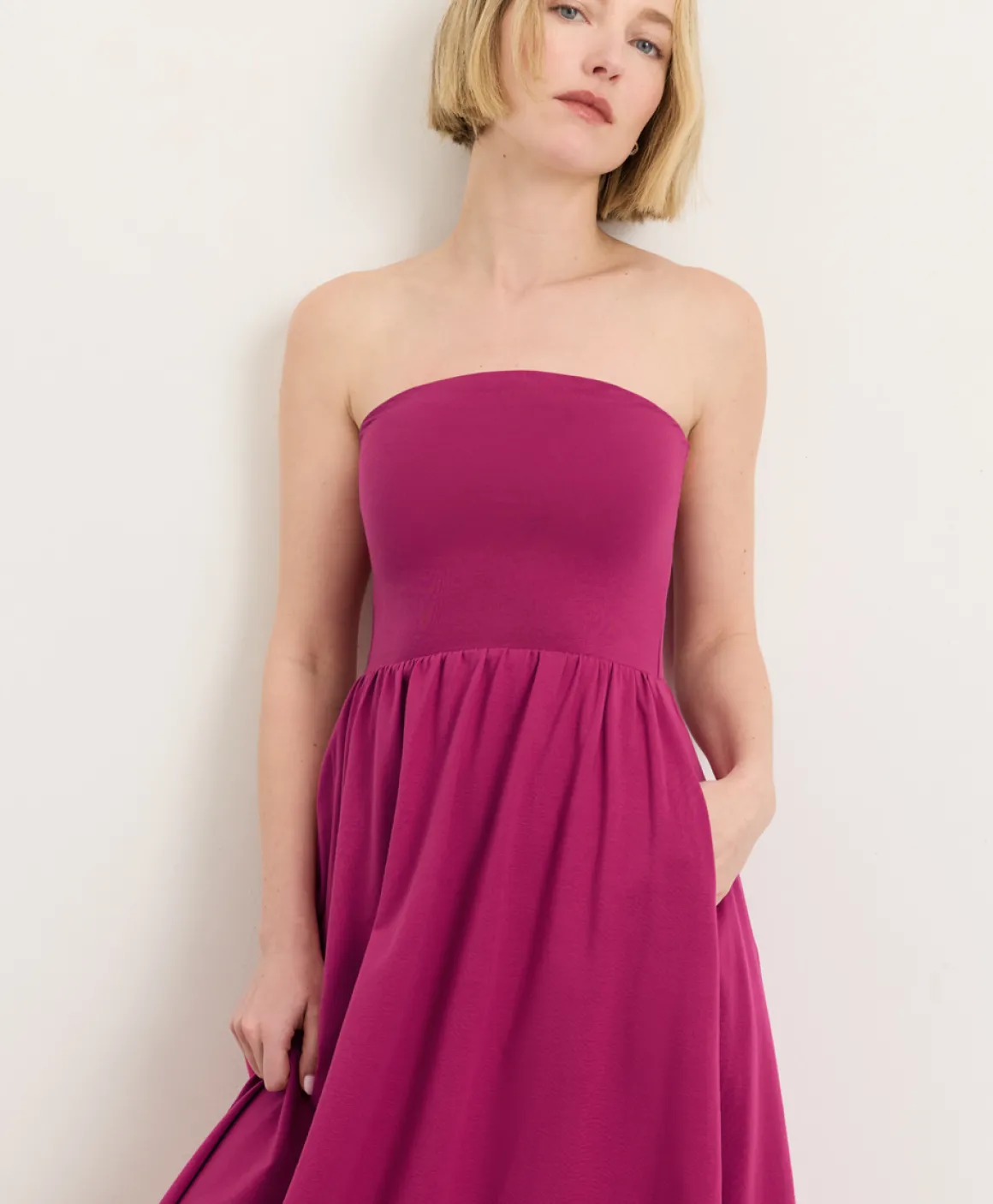 Organic Fit & Flare Strapless Dress