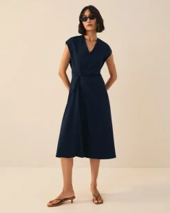 Organic Fit & Flare V-Neck Twist Dress