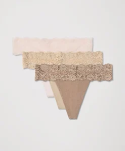 Organic Lace Waist Thong 3-Pack