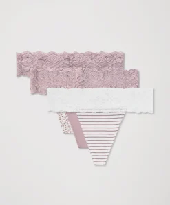 Organic Lace Waist Thong 3-Pack