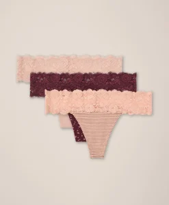 Organic Lace Waist Thong 3-Pack