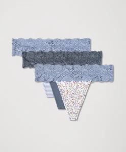 Organic Lace Waist Thong 3-Pack