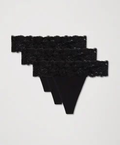 Organic Lace Waist Thong 3-Pack
