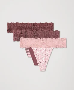 Organic Lace Waist Thong 3-Pack
