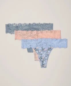 Organic Lace Waist Thong 3-Pack
