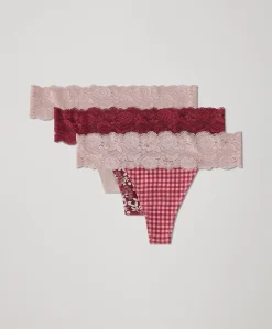 Organic Lace Waist Thong 3-Pack