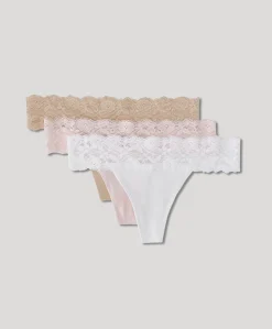 Organic Lace Waist Thong 3-Pack