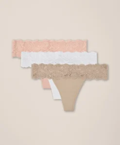 Organic Lace Waist Thong 3-Pack