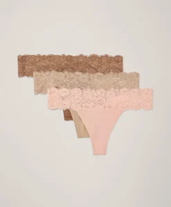Organic Lace Waist Thong 3-Pack