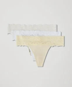 Organic Lace Waist Thong 3-Pack