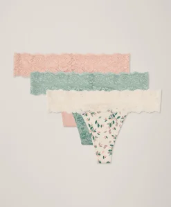 Organic Lace Waist Thong 3-Pack