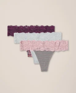 Organic Lace Waist Thong 3-Pack