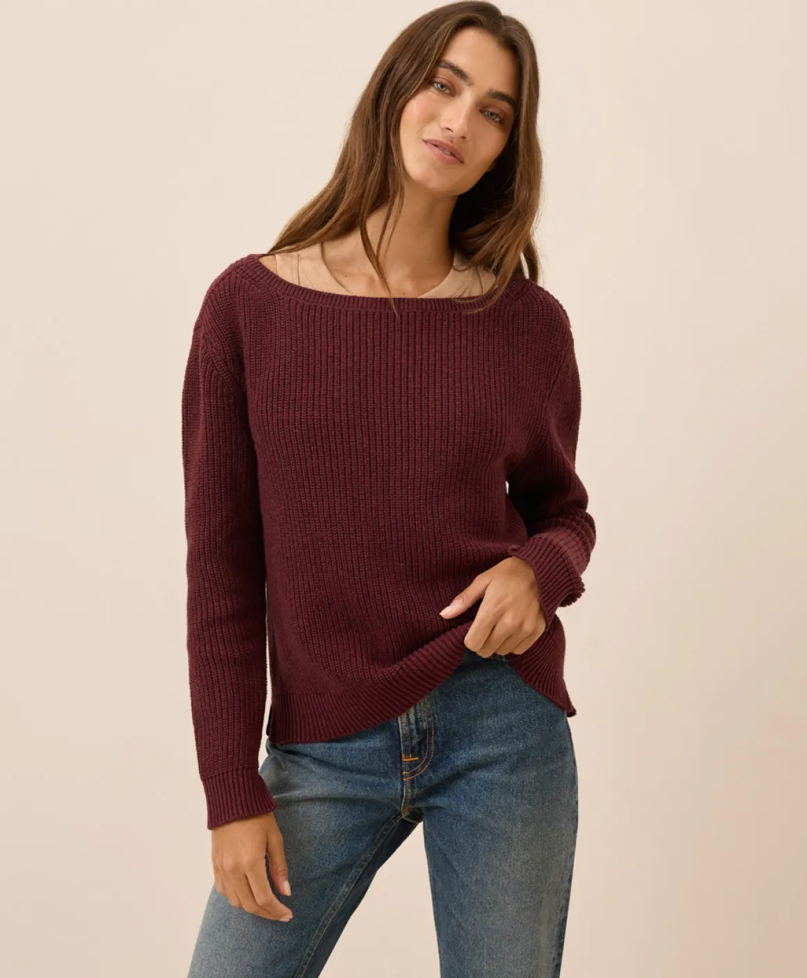 Organic Luxe Knit Boatneck Sweater