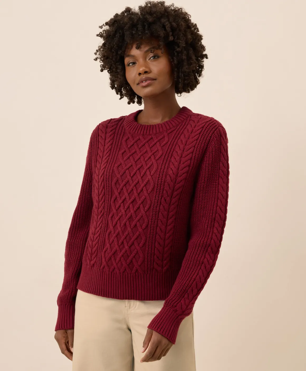 Organic Luxe Knit Cable Crew Sweater