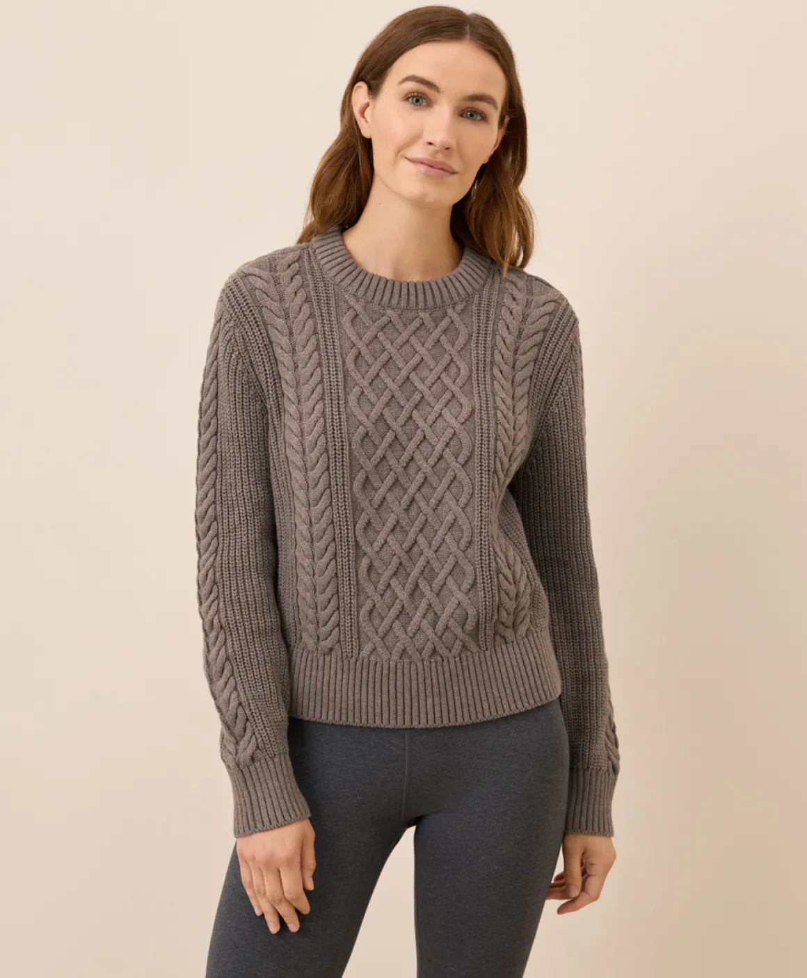 Organic Luxe Knit Cable Crew Sweater