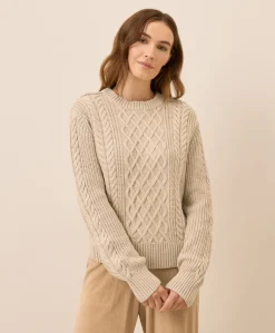 Organic Luxe Knit Cable Crew Sweater