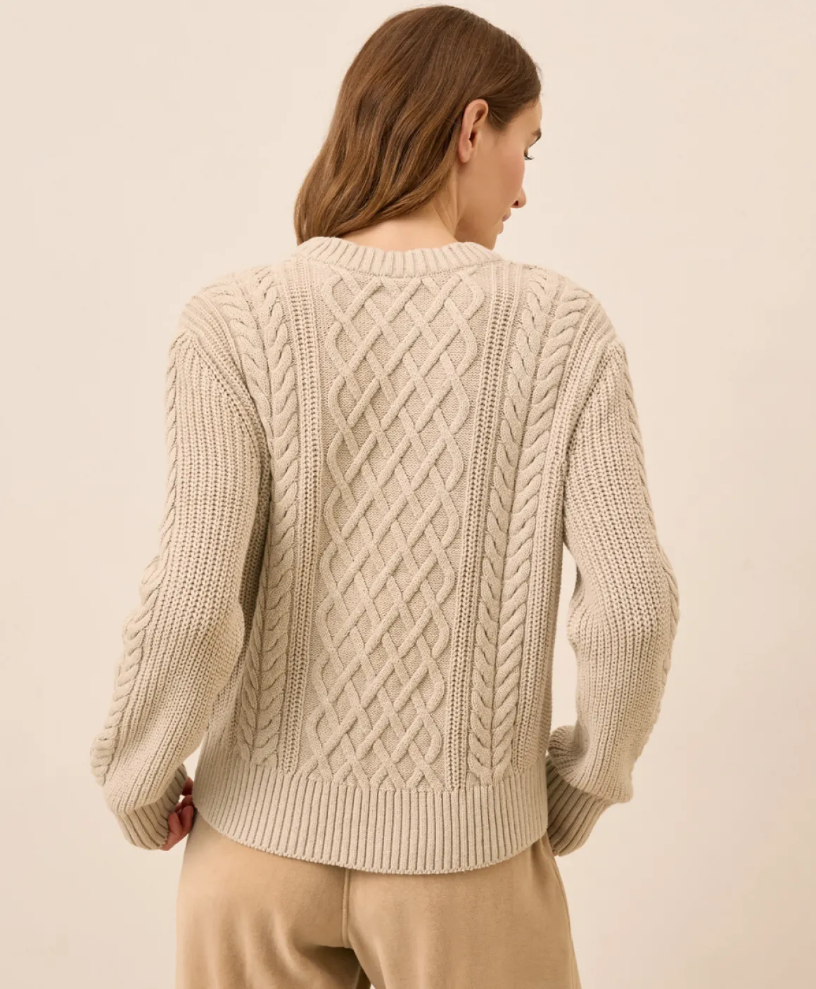 Organic Luxe Knit Cable Crew Sweater