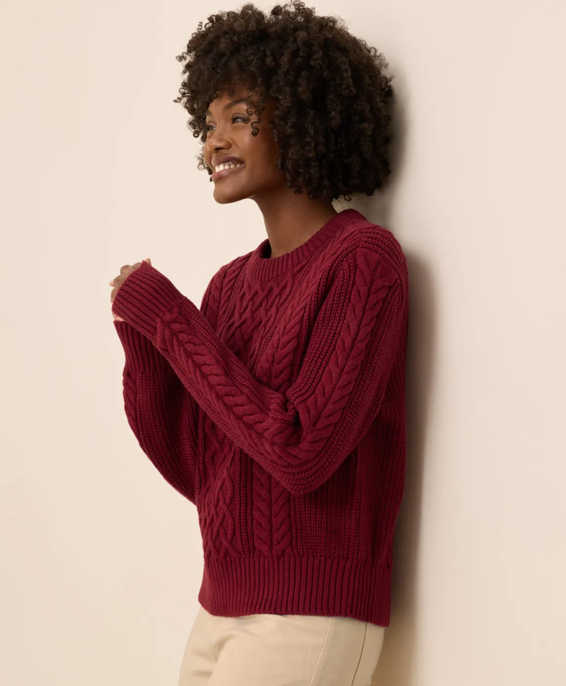 Organic Luxe Knit Cable Crew Sweater