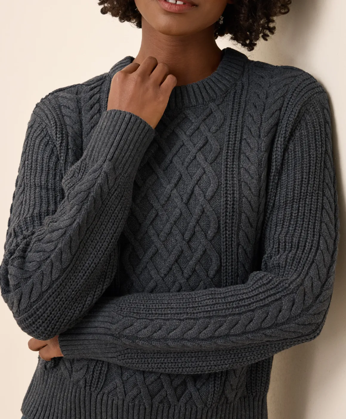 Organic Luxe Knit Cable Crew Sweater