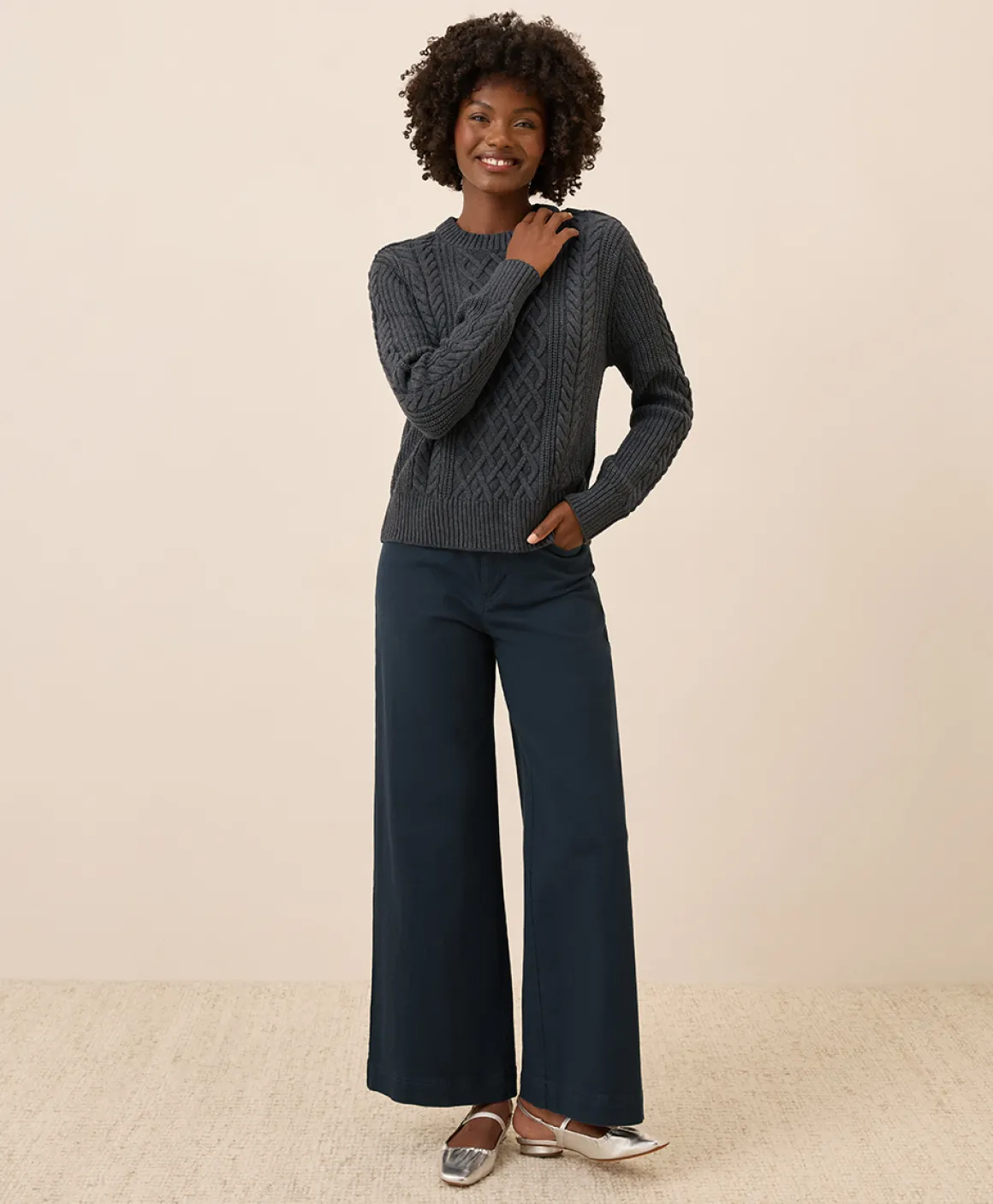 Organic Luxe Knit Cable Crew Sweater