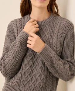 Organic Luxe Knit Cable Crew Sweater