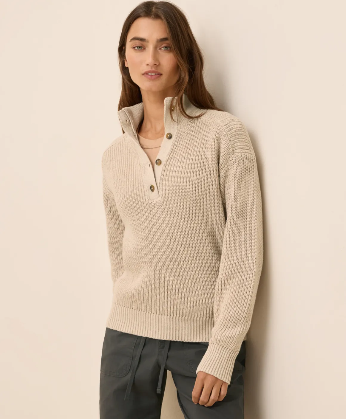 Organic Luxe Knit Henley Sweater