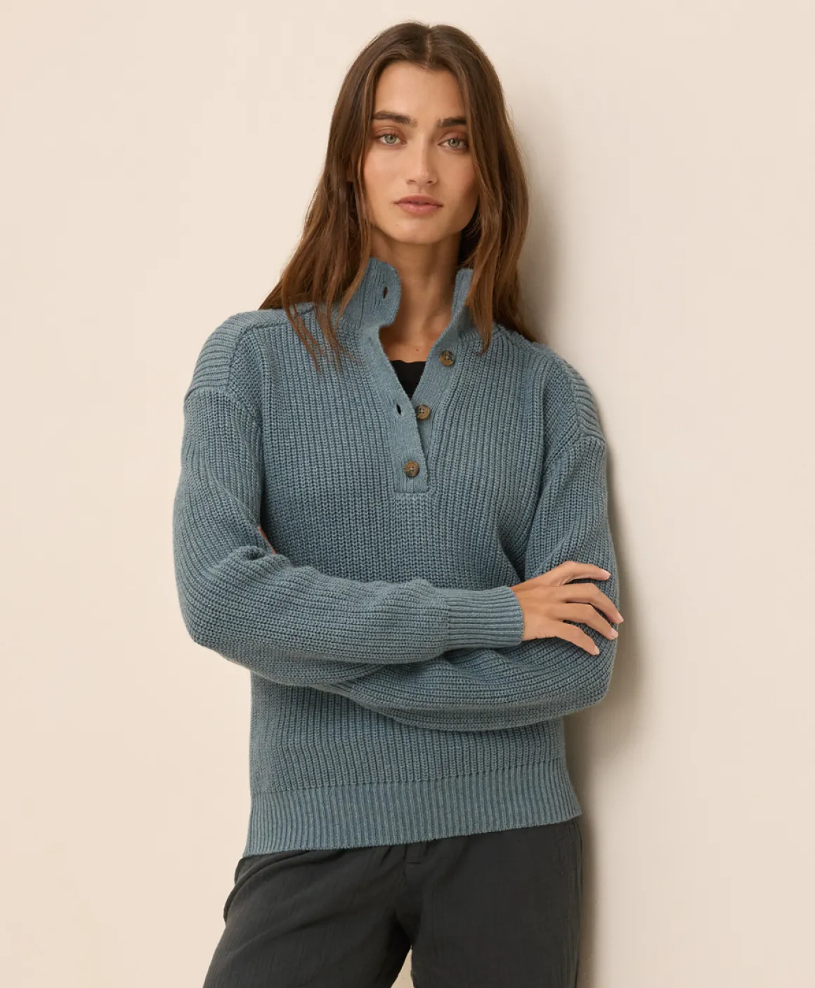 Organic Luxe Knit Henley Sweater